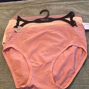 Comfort By Real Pink and Cream Lace Trim Panties Set
